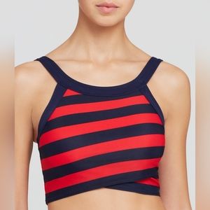 DKNY striped bathing suit 2 piece, fuller coverage with removable pads